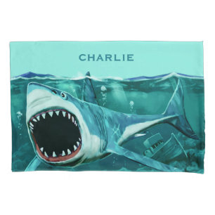 Housse D'oreillers Scary Shark nom personnalisé pillowcases