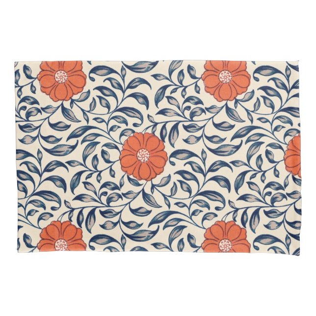 Housse D'oreillers Seamless floral pattern with vibrant orange flower (devant-gauche)