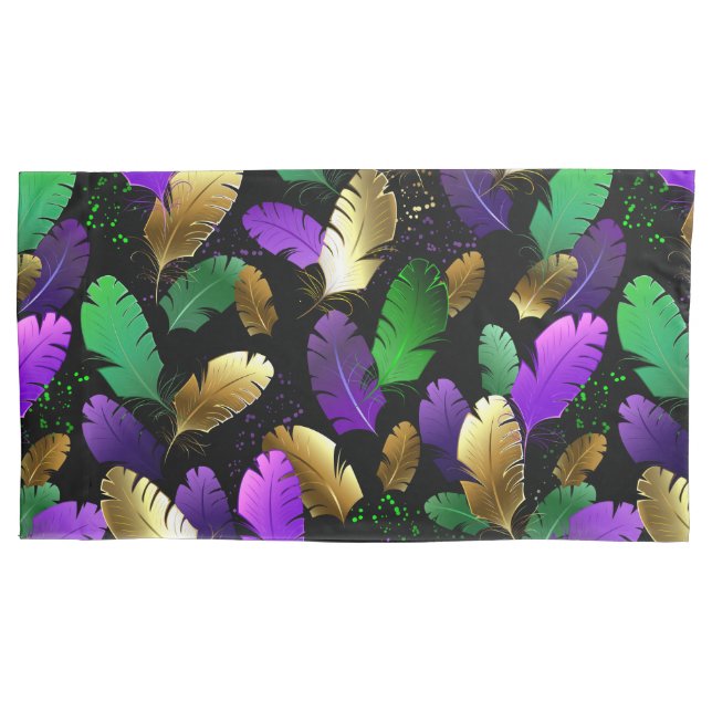 Housse D'oreillers Seamless Pattern with Mardi Gras feathers (devant-gauche)