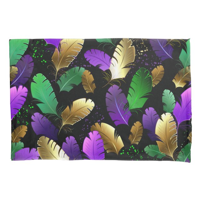 Housse D'oreillers Seamless Pattern with Mardi Gras feathers (devant-gauche)