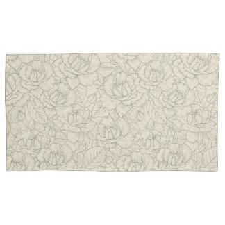 Housse D'oreillers Serene Sage Green | Roses vintages en fleurs