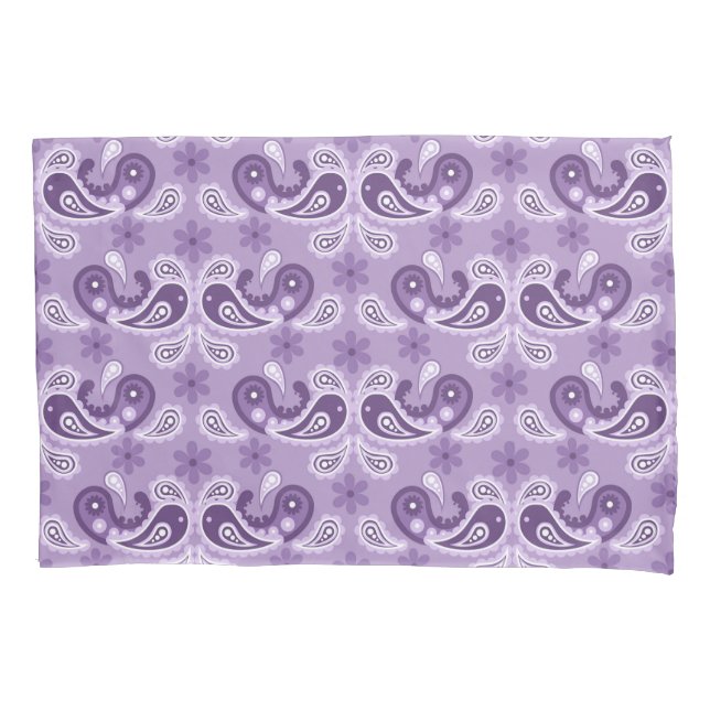 Housse D'oreillers Shabby Chic Purple et blanc Motif Paisley (devant)