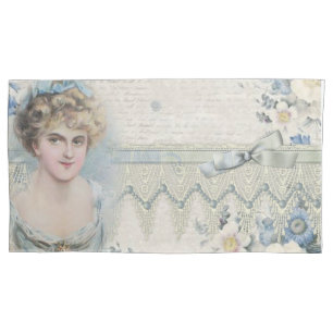 Housse D'oreillers Shabby Chic Vintage Victorienne Lady avec Fleurs