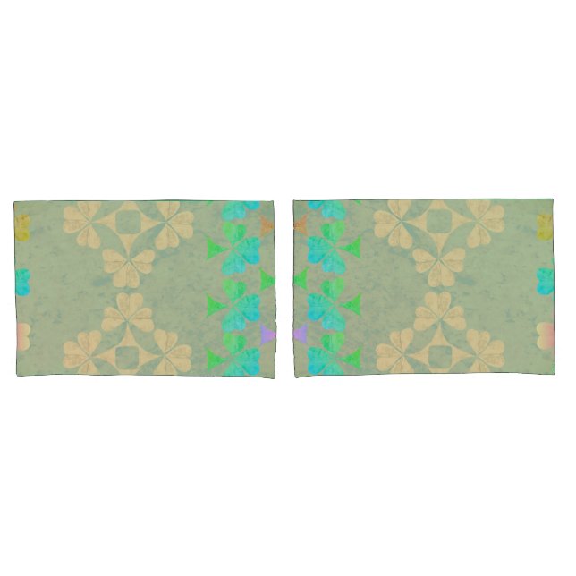 Housse D'oreillers Shamrocks colorés sur coques coussin gris (devant-Set)