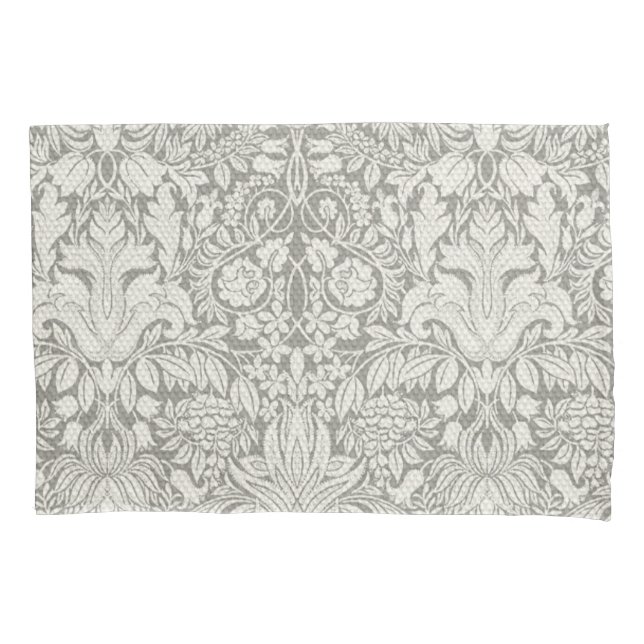 Housse D'oreillers Simple motif floral damassé blanc (devant)