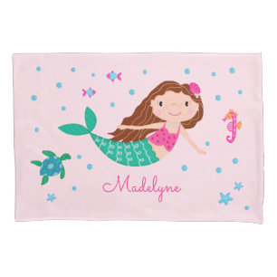 Housse D'oreillers Sirène Sous La Mer Personnalisée Rose