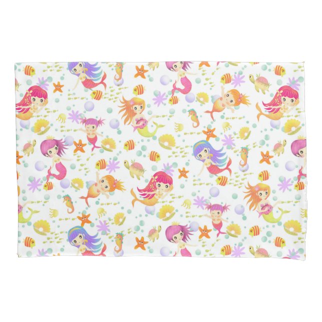 Housse D'oreillers Sirènes Blanches avec Gingham (devant)