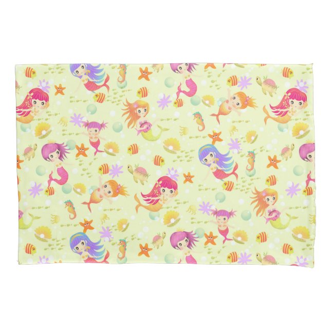 Housse D'oreillers Sirènes Vert avec Gingham (devant)