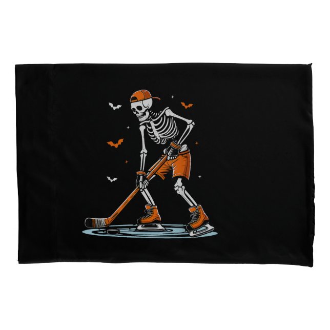 Housse D'oreillers Skeleton Hockey sur glace Halloween garçons Drôle  (devant)