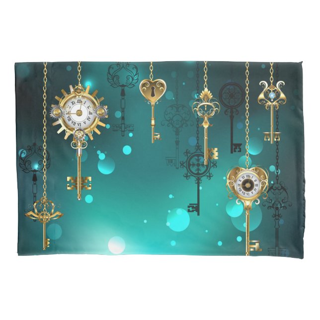 Housse D'oreillers Skeleton Keys on Green Background (devant)