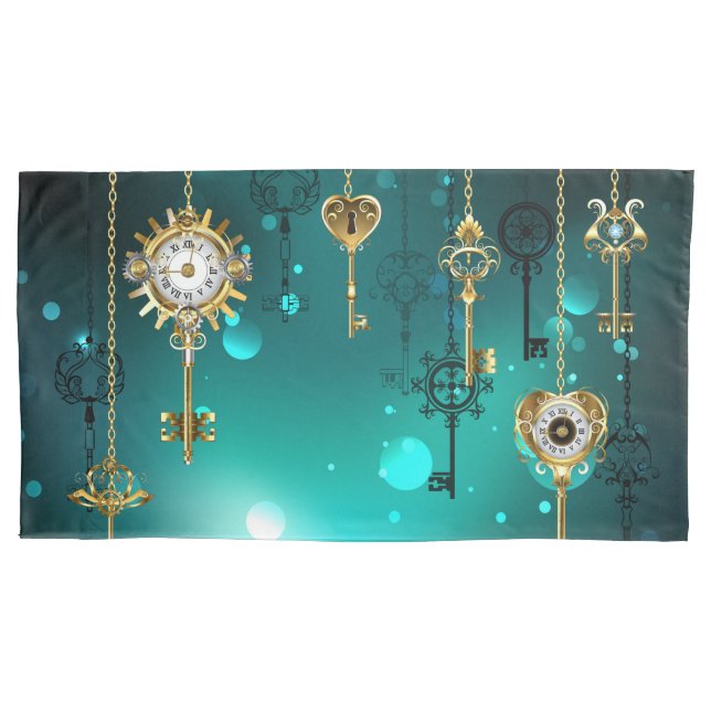 Housse D'oreillers Skeleton Keys on Green Background (devant)