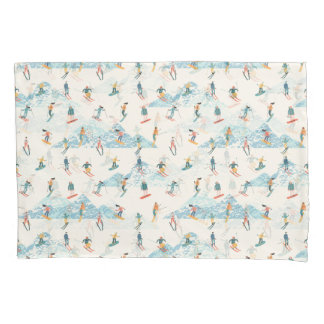 Housse D'oreillers Ski d'hiver Montagnes de neige Sports Motifs