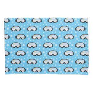 Housse D'oreillers Ski Goggs Mountain View Fluts de neige Bleu