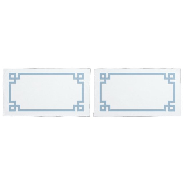 Housse D'oreillers Sky Blue Greek Key Border King Size (devant-Set)