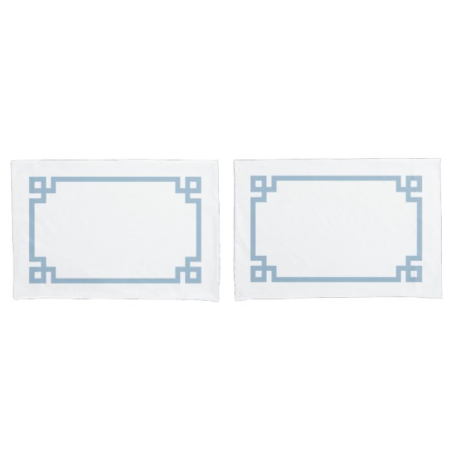 Housse D'oreillers Sky Blue Greek Key Border Standard (devant-Set)