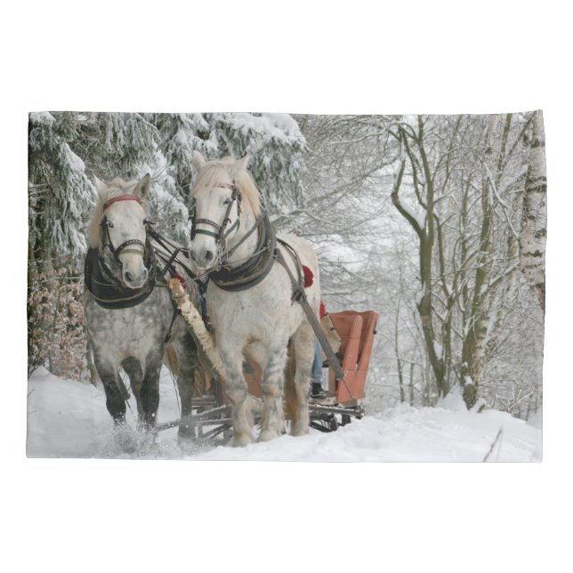 Housse D'oreillers Sleigh Ride in the Snowy Forest (Dos)