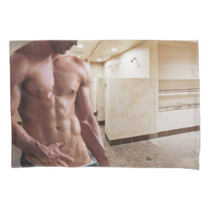 Housse D'oreillers SlipperyJoe cheminée homme musclé six pack abs