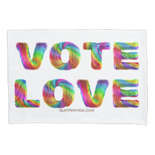 Housse D'oreillers SlipperyJoe vote amour égalité fourrure de couleur