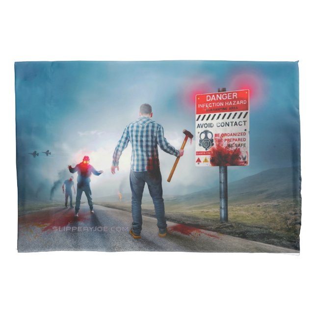 Housse D'oreillers SlipperyJoe's heureux Halloween yeux brillants zom (devant)