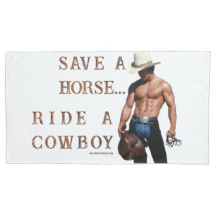 Housse D'oreillers SlipperyJoe's Save a horse Ride A Cowboy casquette