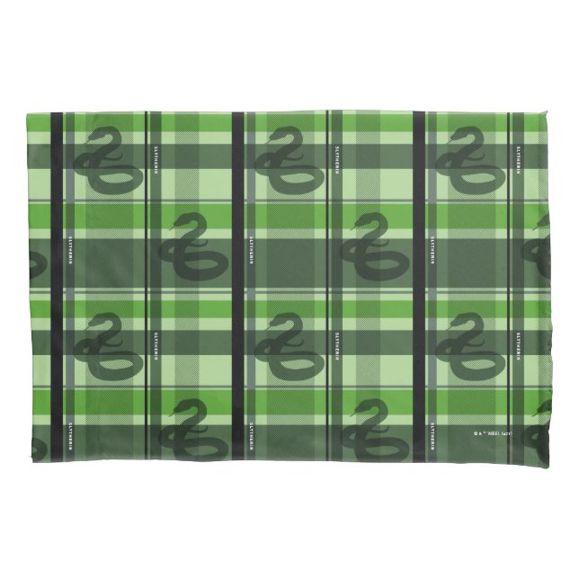 Housse D'oreillers SLYTHERIN™ Tartan Plaid Motif (devant)