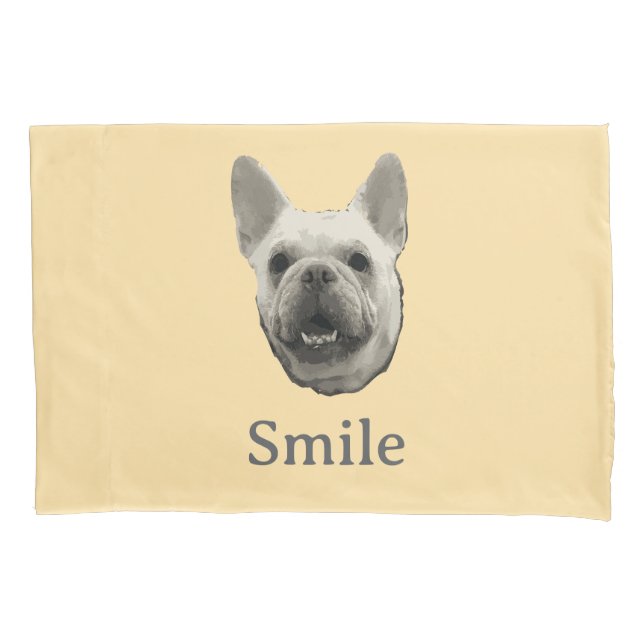 Housse D'oreillers Smile French Bulldog Beige (devant)