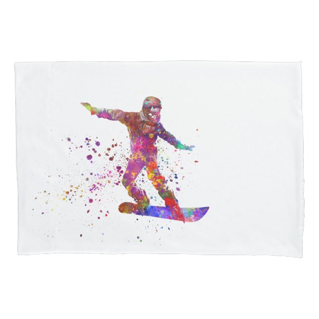 Housse D'oreillers Snowboard in watercolor (devant-gauche)