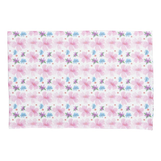 Housse D'oreillers Soft Watercolor Pink Floral Pattern  (devant)