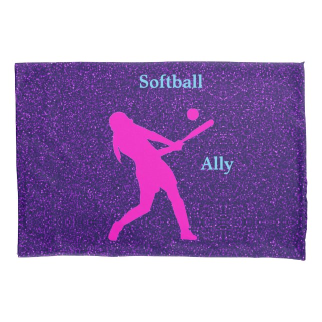 Housse D'oreillers Softball Girls Purple Éperkle Pillowcase (devant)