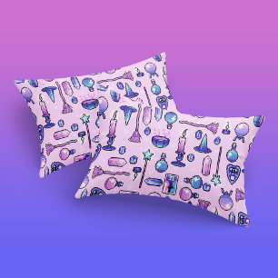 Housse D'oreillers Sorcière rose violet Motif d'art Pixel