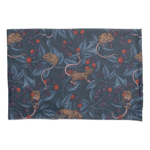 Housse D'oreillers Souris et mûres sur coque coussin blanc