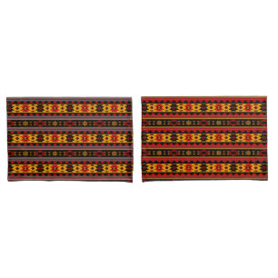Housse D'oreillers Southwest Design Red Black Gold Tribal Motif