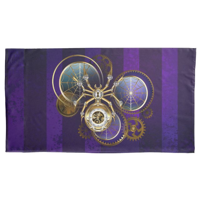 Housse D'oreillers Spider Steampunk sur Arrière - plan pourpre (devant)
