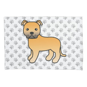 Housse D'oreillers Staffie anglais Fawn Mignon Chien de dessin animé