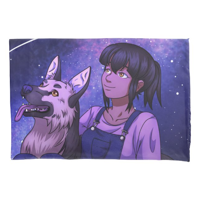 Housse D'oreillers Stargazing avec un chien (devant)