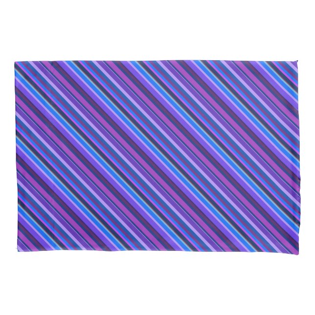 Housse D'oreillers stripes en bleu et purple (devant)