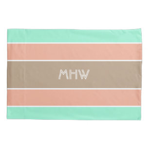 Housse D'oreillers Stripes Motif monogramme personnalisé pilotis