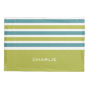 Housse D'oreillers Stripes Motif monogramme personnalisé pilotis
