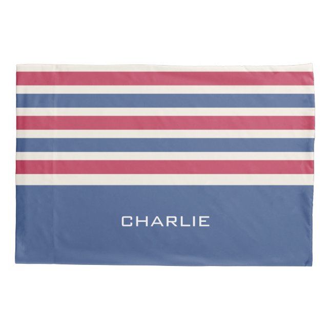 Housse D'oreillers Stripes Motif monogramme personnalisé pilotis (Dos)