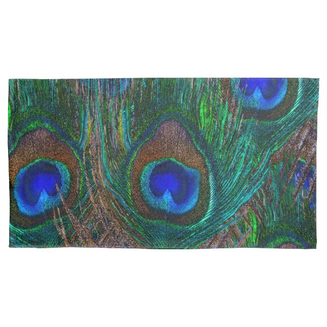 Housse D'oreillers Style Etching Peacock de minuit (devant-gauche)
