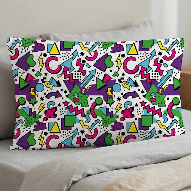Housse D'oreillers Style Memphis Violet Turquoise Vert Rétro 90s (Créateur téléchargé)