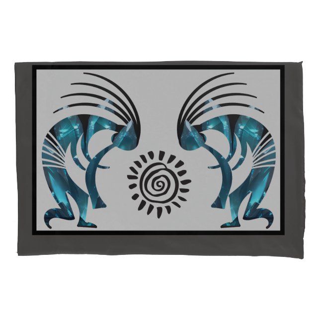 Housse D'oreillers Sud-ouest Turquoise Kokopelli (devant)