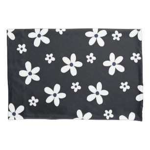 Housse D'oreillers Summer Boho Black White Daisy Flowers