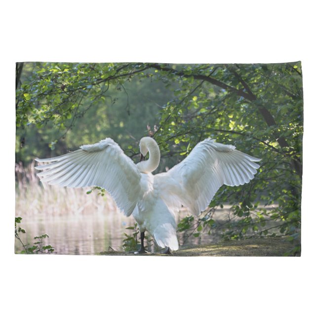 Housse D'oreillers Swan avec ailes étalées (Dos)