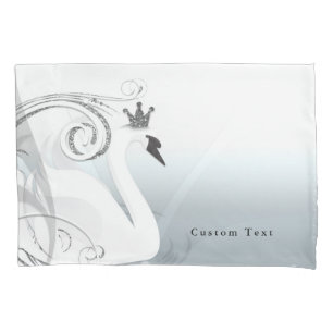 Housse D'oreillers Swan Princess Silver & White Elegant Conte Fée