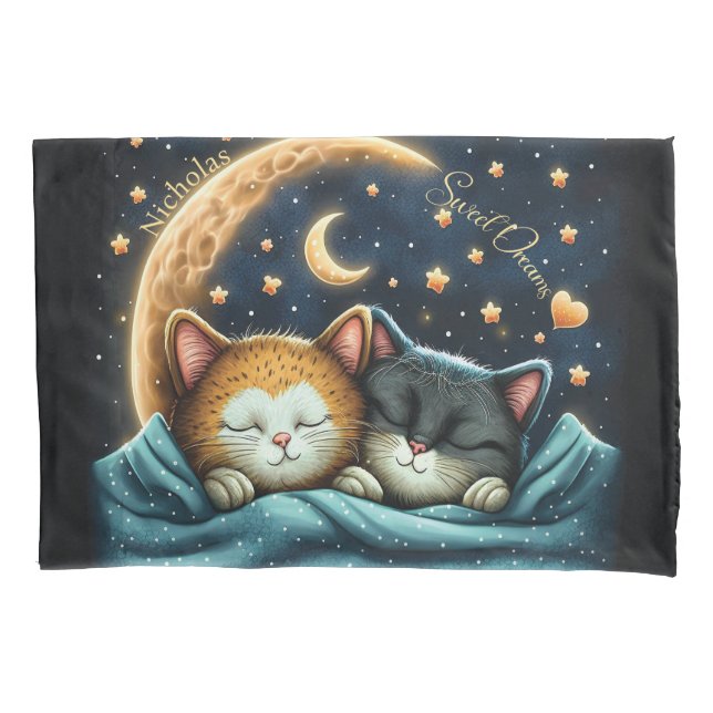Housse D'oreillers Sweet Dreams Jote Design Kitten Nom personnalisé (devant)