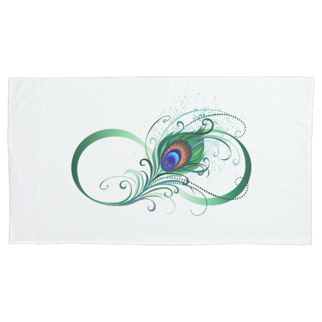 Housse D'oreillers Symbole d'infini avec plume de paon (devant)