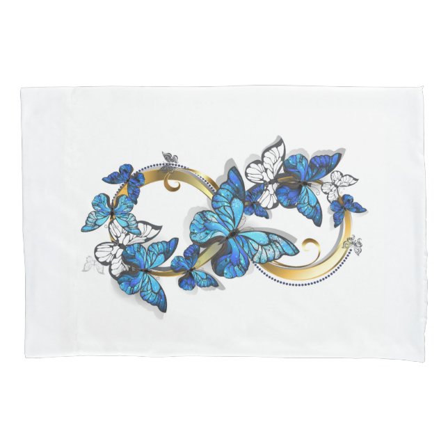 Housse D'oreillers Symbole infini de papillons Morpho bleus (devant-gauche)