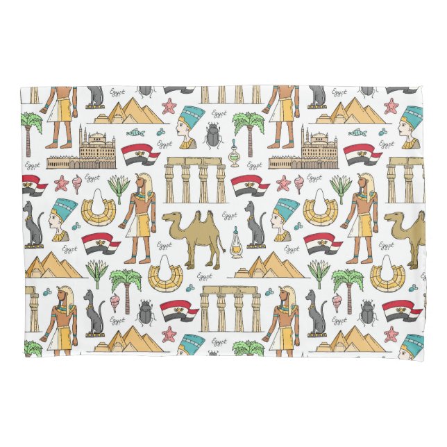 Housse D'oreillers Symboles de couleur de motif de l'Egypte (devant-gauche)