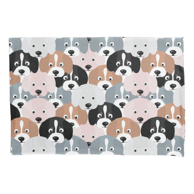 Housse D'oreillers Sympa Chiens Chiens Roses Black Illustration (devant)
